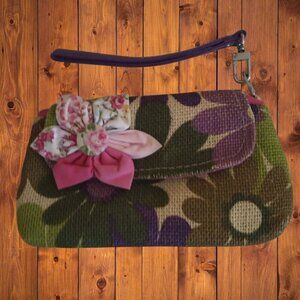 Floral Wristlet Pouch Wallet 3D Colorful Bold Boho Hippie Artsy Feminine